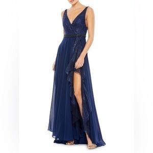 MAC DUGGAL Navy Embellished A Line Gown